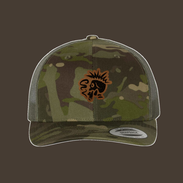 Retro Trucker Cap w/Brown Leather Patch Thumbnail