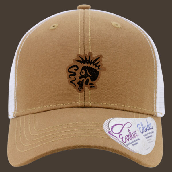 Women's Modern Trucker Cap w/Brown Leather Patch Thumbnail