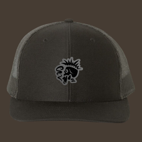 Snapback Trucker Cap (112) w/Gray Leather Patch Thumbnail