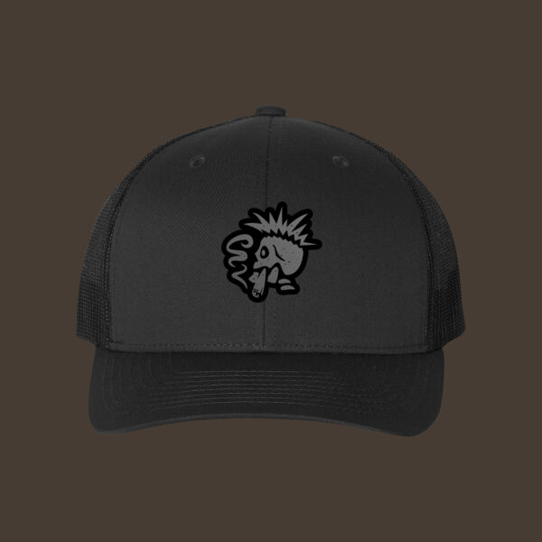 Retro Trucker Cap w/Gray Reverse Leather Patch Thumbnail