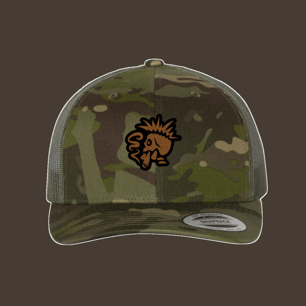 Retro Trucker Cap w/Brown Reverse Leather Patch Thumbnail