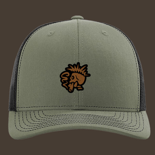Snapback Trucker Cap (112) w/Brown Reverse Leather Patch Thumbnail
