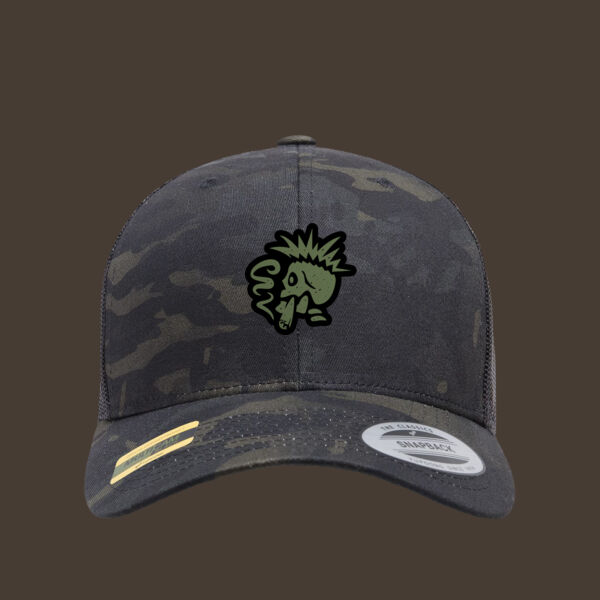 Retro Trucker Cap w/Green Reverse Leather Patch Thumbnail