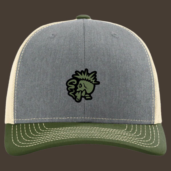 Snapback Trucker Cap (112) w/Green Reverse Leather Patch Thumbnail