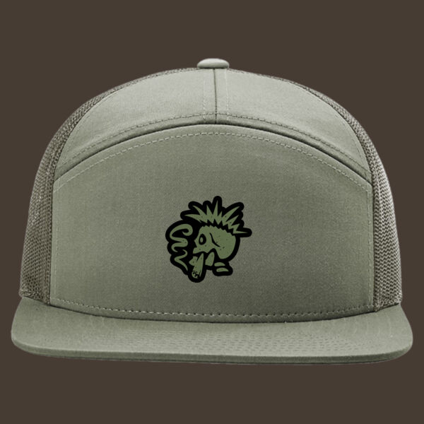 Seven-Panel Trucker Cap (168) w/Green Reverse Leather Patch Thumbnail