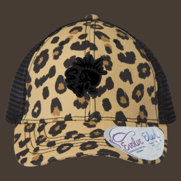 Women's Modern Trucker Cap w/Black Leather Patch Thumbnail