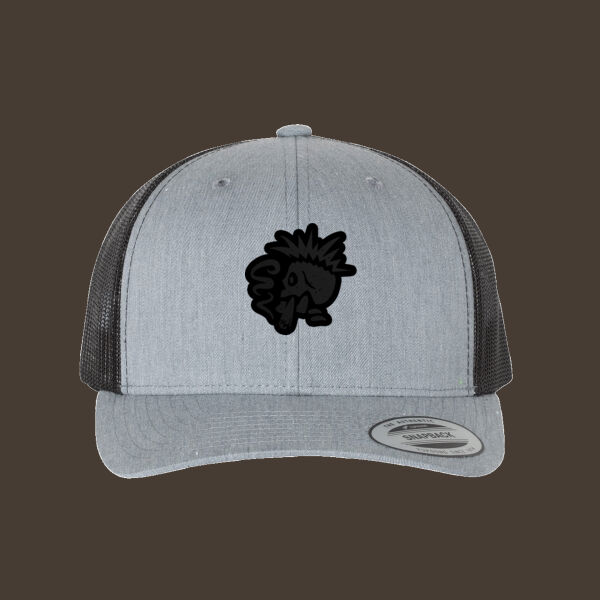 Retro Trucker Cap w/Black Reverse Leather Patch Thumbnail
