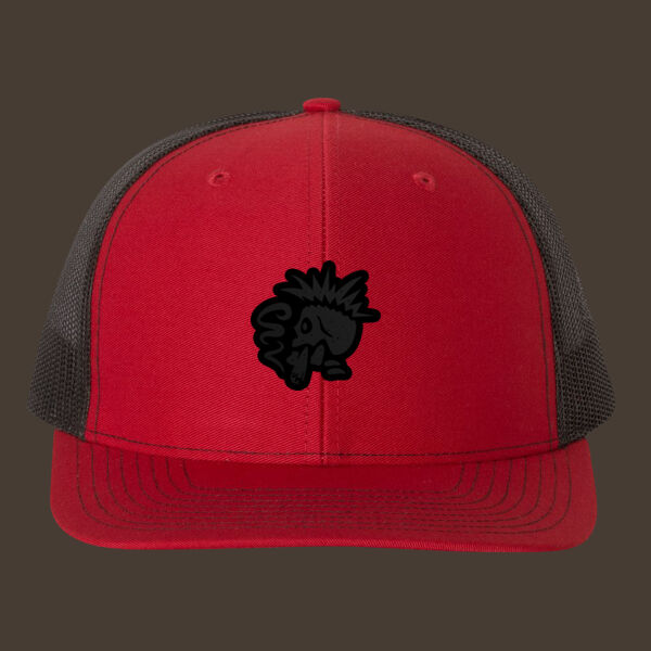 Snapback Trucker Cap (112) w/Black Reverse Leather Patch Thumbnail