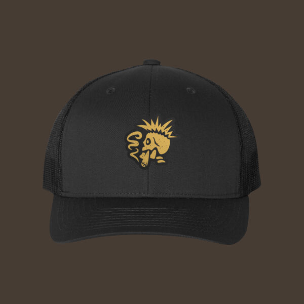 Retro Trucker Cap w/Gold Leather Patch Thumbnail