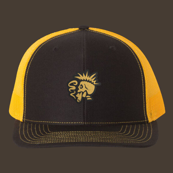Snapback Trucker Cap (112) w/Gold Leather Patch Thumbnail
