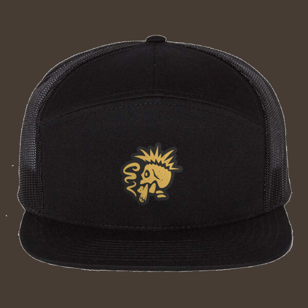Seven-Panel Trucker Cap (168) w/Gold Leather Patch Thumbnail