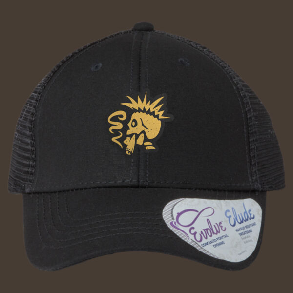 Women's Modern Trucker Cap w/Gold Leather Patch Thumbnail