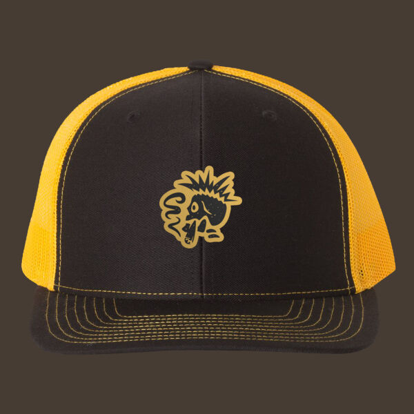Snapback Trucker Cap (112) w/Gold Reverse Leather Patch Thumbnail