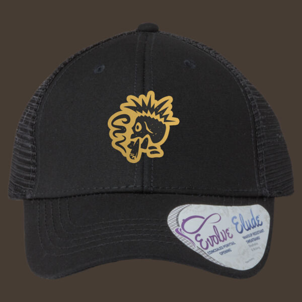 Women's Modern Trucker Cap w/Gold Reverse Leather Patch Thumbnail