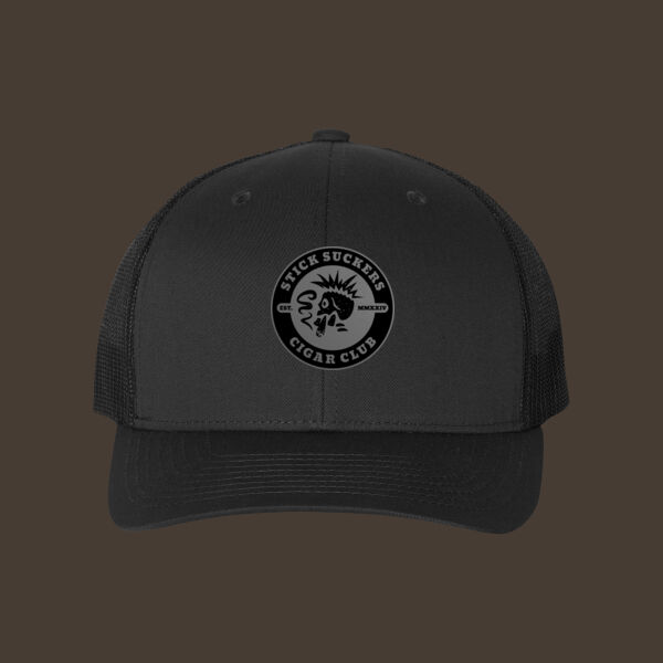 Retro Trucker Cap w/Gray Leather Patch Thumbnail