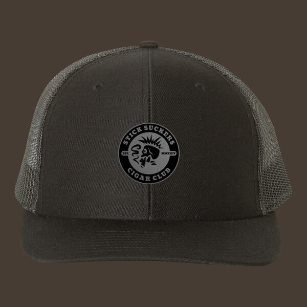 Snapback Trucker Cap (112) w/Gray Leather Patch Thumbnail
