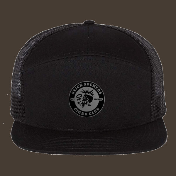 Seven-Panel Trucker Cap (168) w/Gray Leather Patch Thumbnail