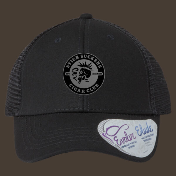 Women's Modern Trucker Cap w/Gray Leather Patch Thumbnail