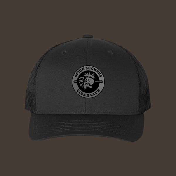 Retro Trucker Cap w/Gray Reverse Leather Patch Thumbnail
