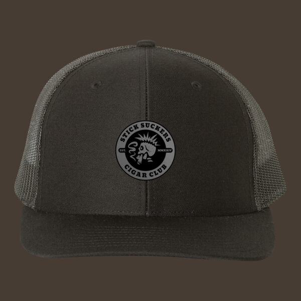 Snapback Trucker Cap (112) w/Gray Reverse Leather Patch Thumbnail
