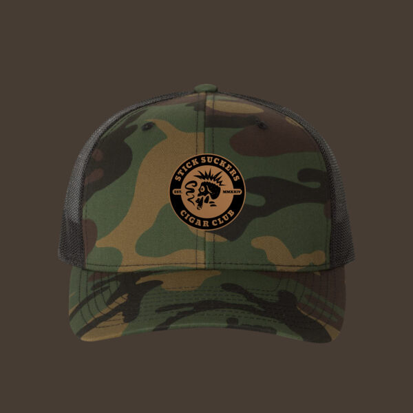Retro Trucker Cap w/Brown Leather Patch Thumbnail