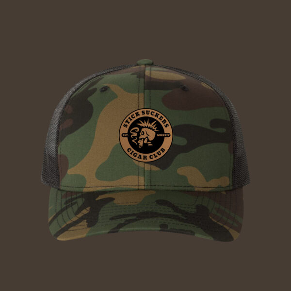 Retro Trucker Cap w/Brown Reverse Leather Patch Thumbnail