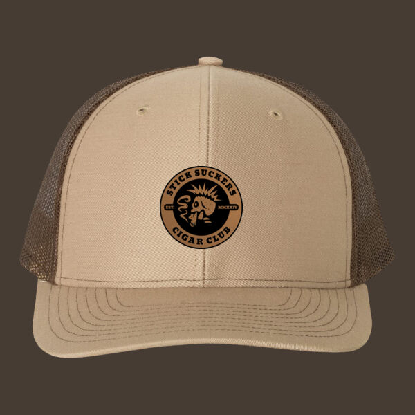 Snapback Trucker Cap (112) w/Brown Reverse Leather Patch Thumbnail