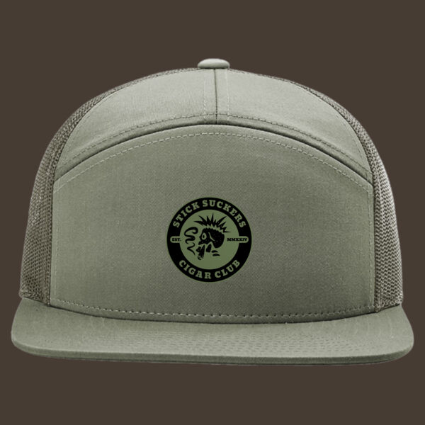 Seven-Panel Trucker Cap (168) w/Green Leather Patch Thumbnail