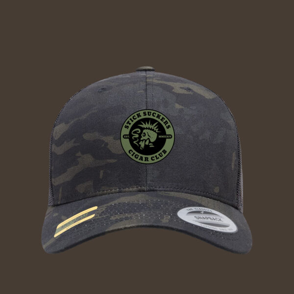 Retro Trucker Cap w/Green Reverse Leather Patch Thumbnail