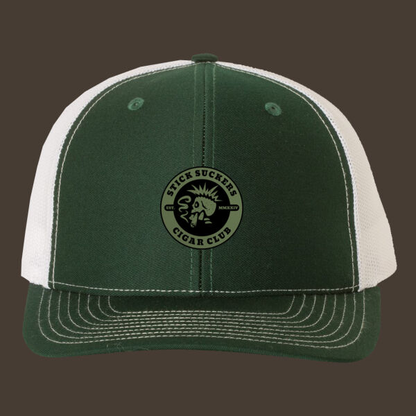 Snapback Trucker Cap (112) w/Green Reverse Leather Patch Thumbnail