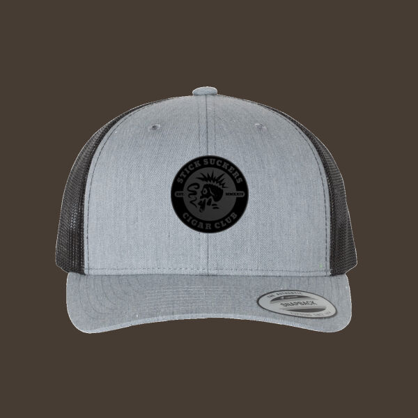 Retro Trucker Cap w/Black Leather Patch Thumbnail