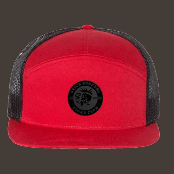 Seven-Panel Trucker Cap (168) w/Black Leather Patch Thumbnail