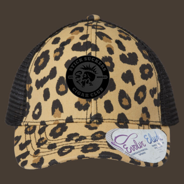 Women's Modern Trucker Cap w/Black Leather Patch Thumbnail