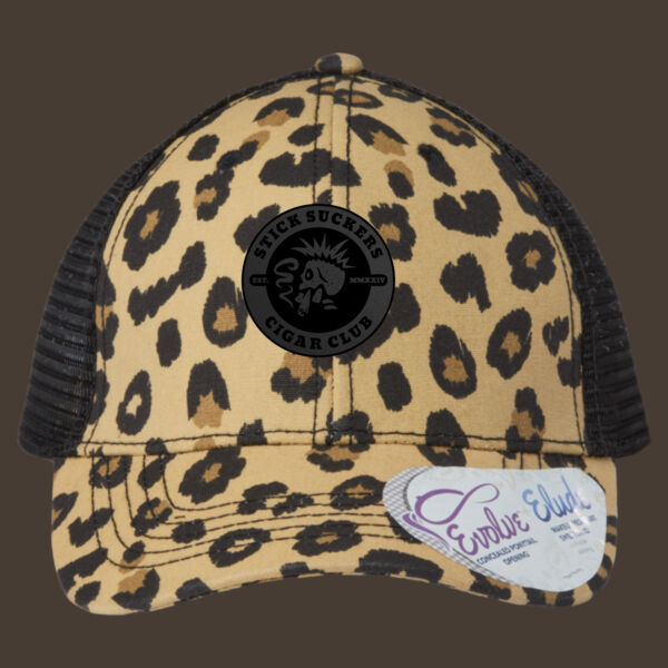 Women's Modern Trucker Cap w/Black Reverse Leather Patch Thumbnail