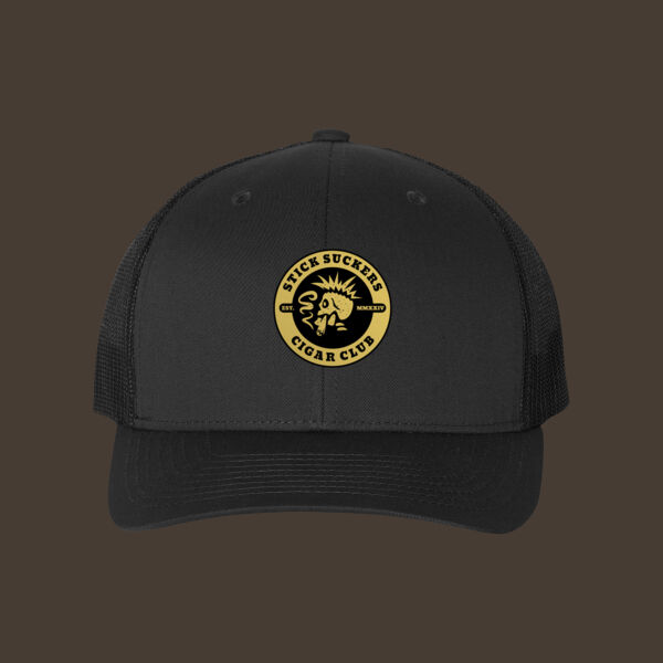 Retro Trucker Cap w/Gold Leather Patch Thumbnail