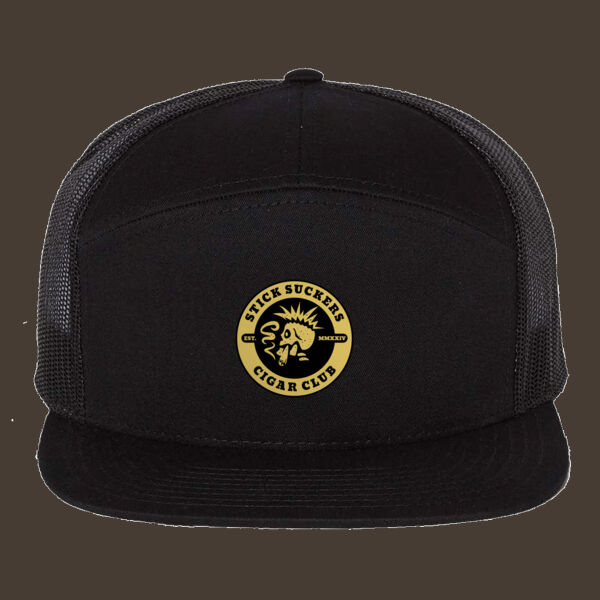 Seven-Panel Trucker Cap (168) w/Gold Leather Patch Thumbnail