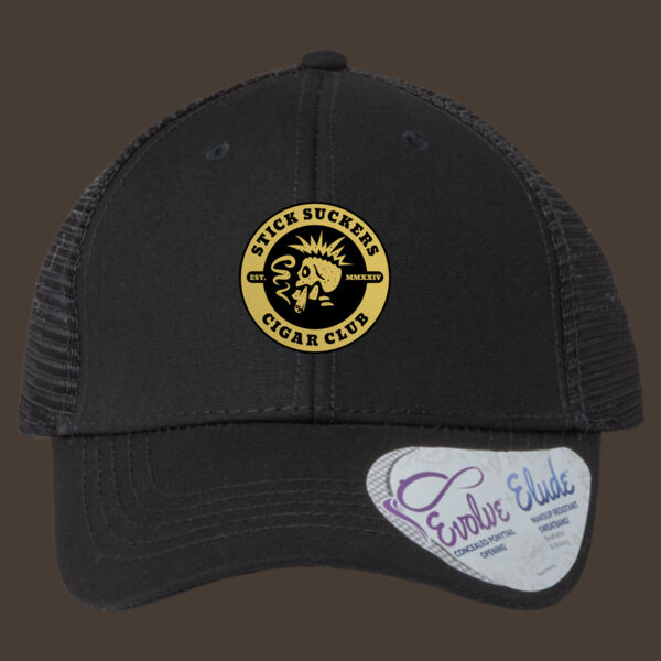 Women's Modern Trucker Cap w/Gold Leather Patch Thumbnail