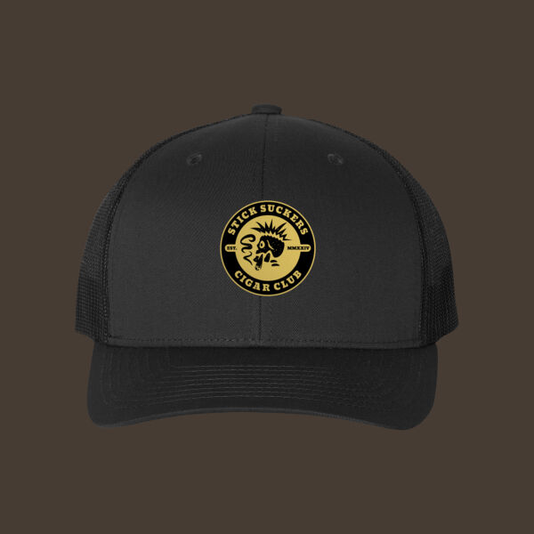 Retro Trucker Cap w/Gold Reverse Leather Patch Thumbnail