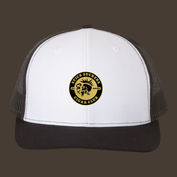 Snapback Trucker Cap (112) w/Gold Reverse Leather Patch Thumbnail