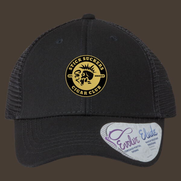 Women's Modern Trucker Cap w/Gold Reverse Leather Patch Thumbnail