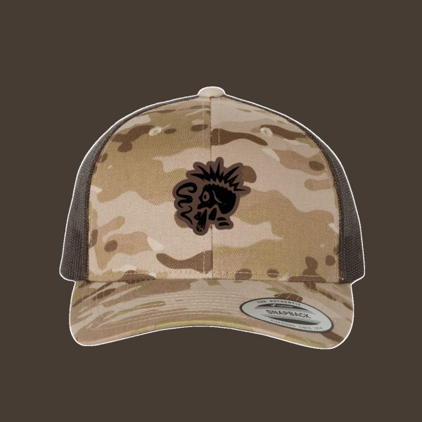 Retro Trucker Cap w/Dark Brown Leather Patch Thumbnail