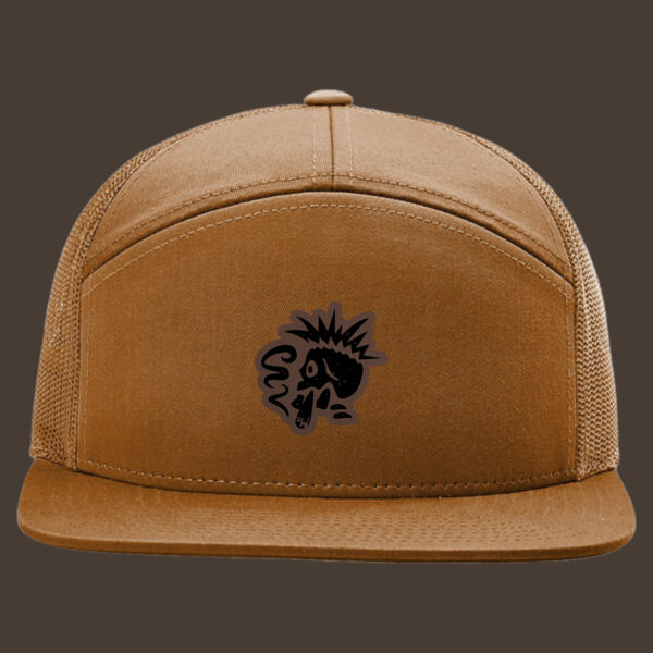 Seven-Panel Trucker Cap (168) w/Dark Brown Leather Patch Thumbnail