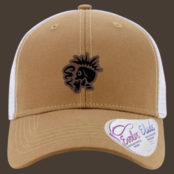 Women's Modern Trucker Cap w/Dark Brown Leather Patch Thumbnail