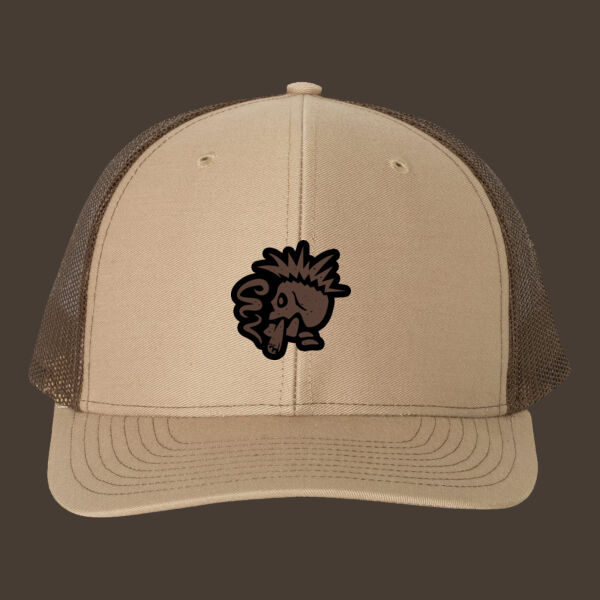 Snapback Trucker Cap (112) w/Dark Brown Reverse Leather Patch Thumbnail