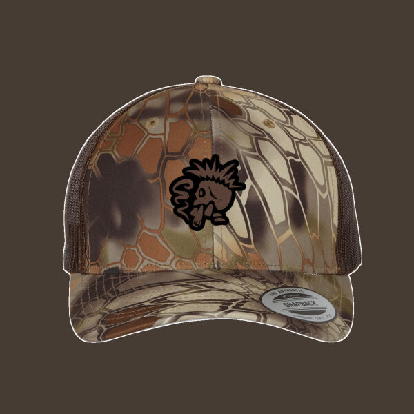 Retro Trucker Cap w/Dark Brown Reverse Leather Patch Thumbnail