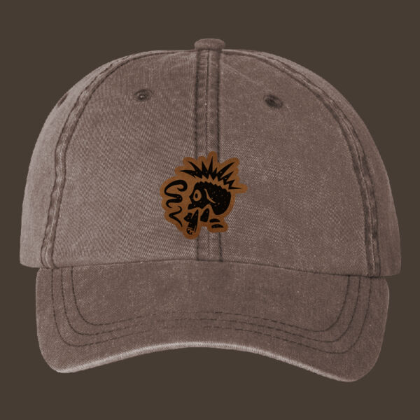 Women's Pigment-Dyed Cap w/Brown Leather Patch Thumbnail