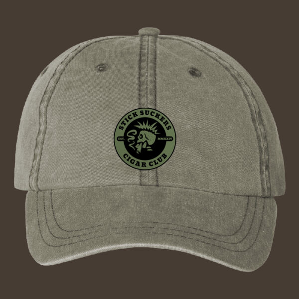 Women's Pigment-Dyed Cap w/Green Reverse Leather Patch Thumbnail
